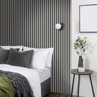 Wooden Slat Wall Panel Light Grey