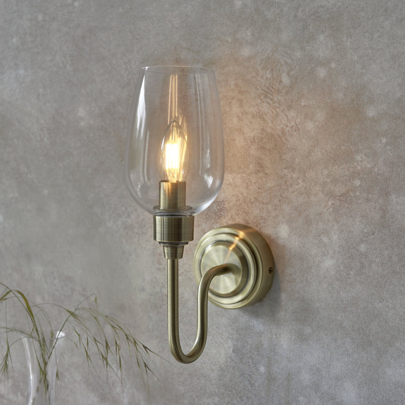 Hovey Nickel Armed Sconce, Antique Brass Plate