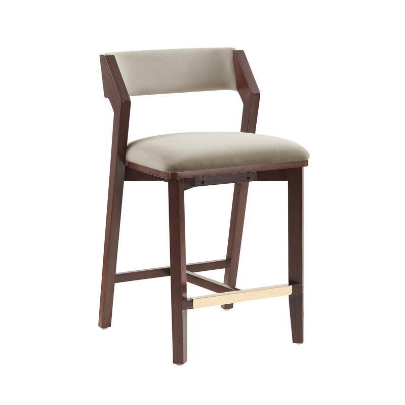 Tabouret de comptoir rembourré en velours Patricia, Tabouret de comptoir (siège d'une hauteur de 25,9, Lin lin