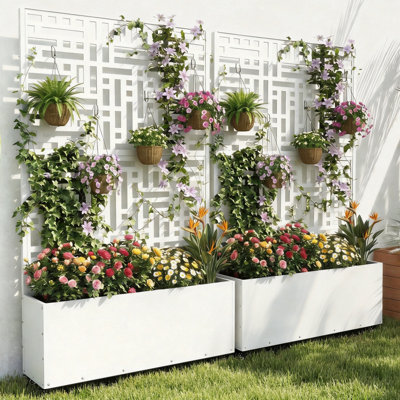 Boîte à fleurs en métal avec treillis (ensemble de 2)