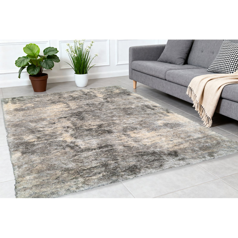 Tapis gris / crème à motif abstrait Loretta, Rectangle 7 pi 10 po x 10 pi 10 po