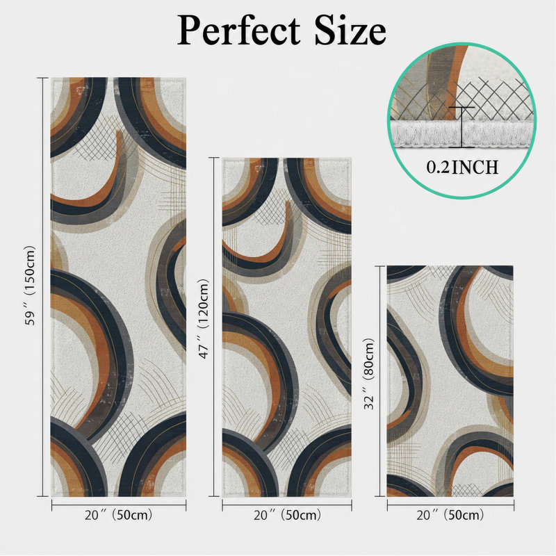 Abstract Arcs Non-Slip Washable Kitchen Mats