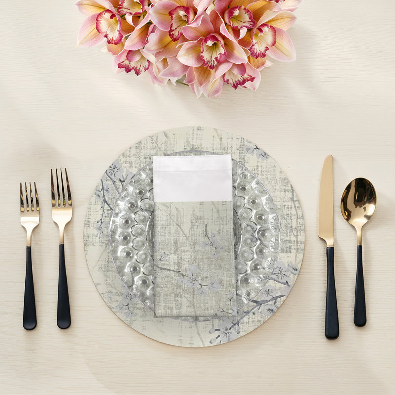 Blossom Fantasia Cotton Sateen Dinner Napkins, Ivory