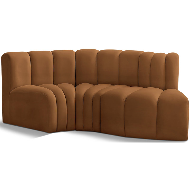 Hubertus Upholstered Curved Sectional Reversible, Saddle Velvet