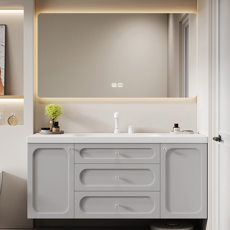Nordic style simple bathroom cabinet, Light Gray, 19.7" H x 51.2" W x 21.7" D