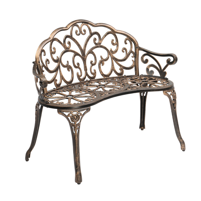 38.5-Inch Cast Aluminum Garden Bench, Brown