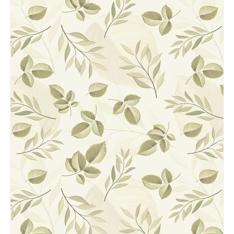 Elegant Leaf Subtle Green and Beige Foliage Pattern, 132" L x 120" W