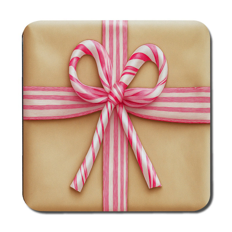 Gift Wrapped Placemat And Coaster Set With Pink Ribbon