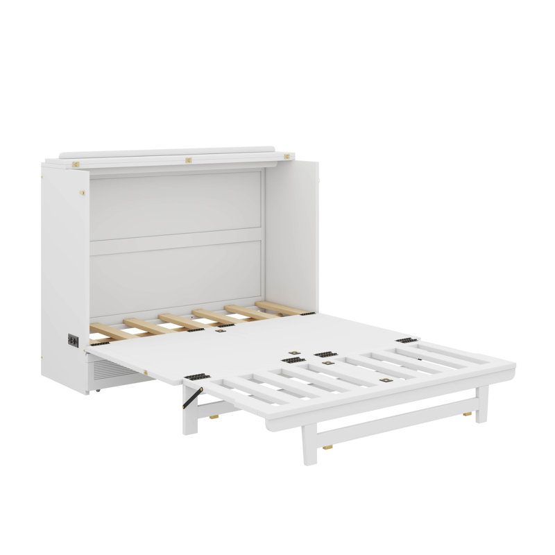 Lit escamotable spacieux avec rangement de tiroir intégré pour toutes vos nécessités, Grand, Blanc