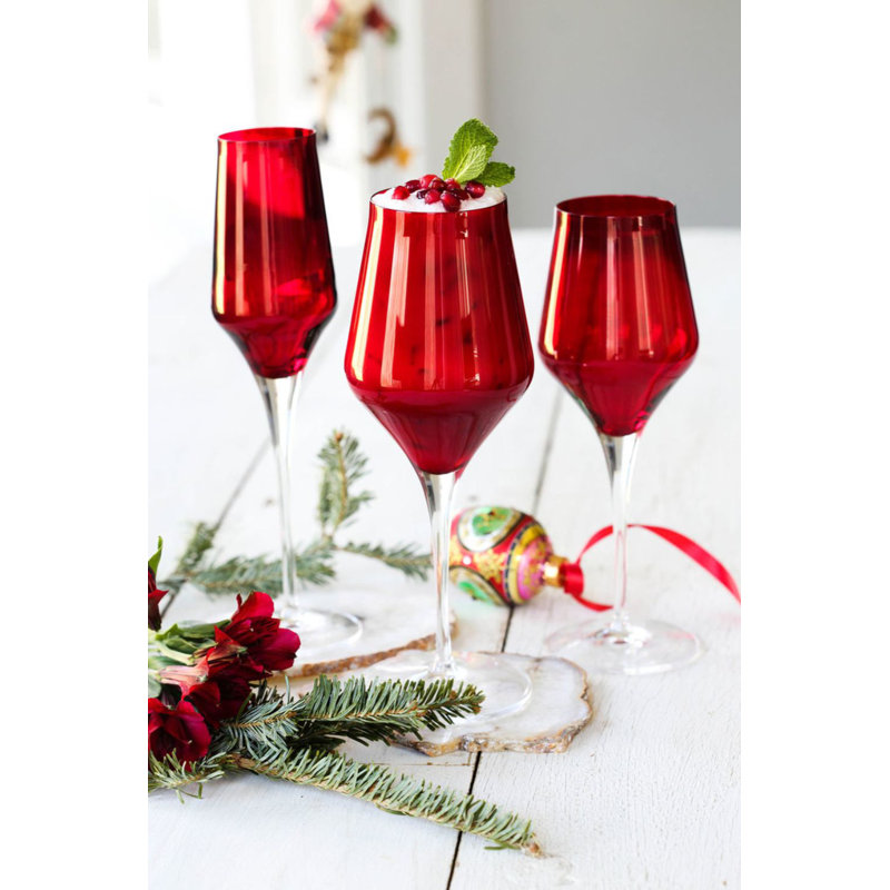 Contessa 10 oz. Verre, Ensemble de verres à lait, Rouge
