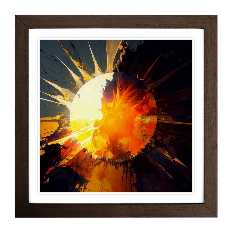 Sun Gestural Art - Framed Print, Walnut