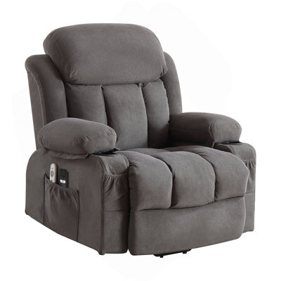 Power Lift Recliner Chair With Heat And Massage Electric Fabric Recliner Chair For Elderly With Side Pocket, USB Charge Port, Remote Control For Living Room (GREY)
