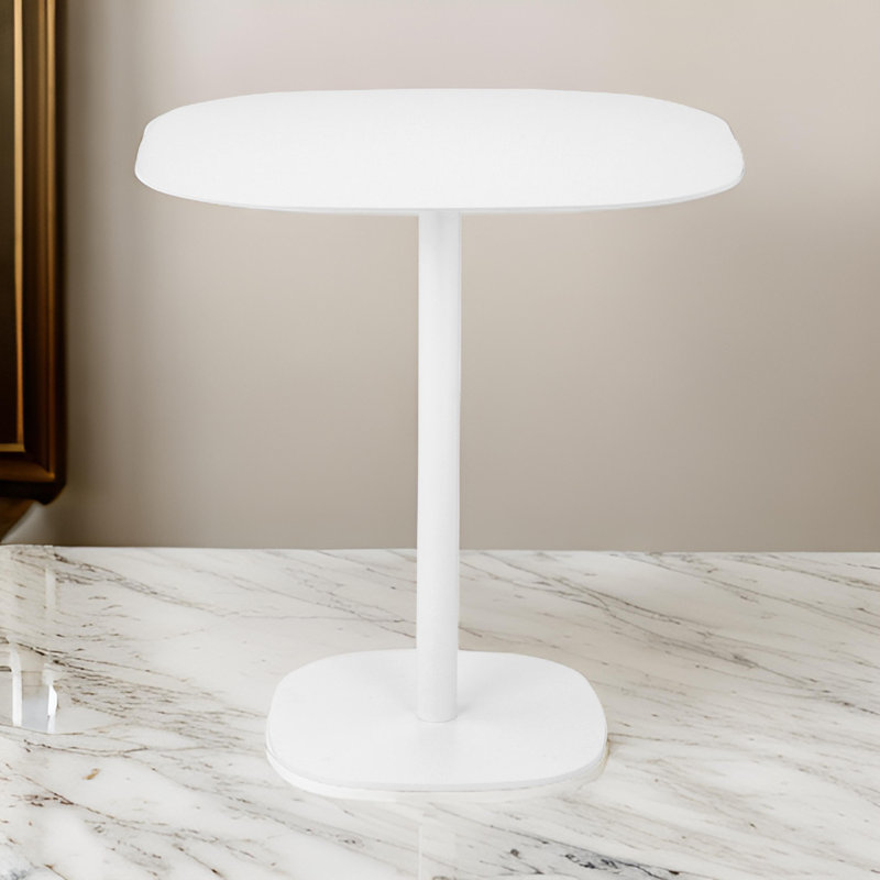 Pangea Home Panna Lucillie Dining Table - All-Metal White Dining Table – Modern 4-Person Dining Table for Kitchen or Dining Room- White Dining Table