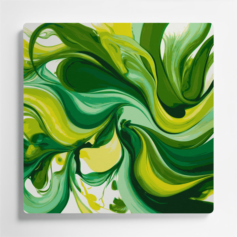 «Lyrical Abstraction 64», art mural en métal vert, H 32 po x l 32 po