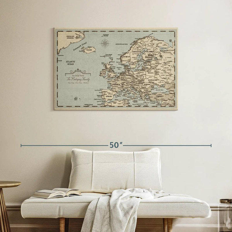 Carte Europe III avec punaise personnalisée, H 26 po x l 39 po, Oui