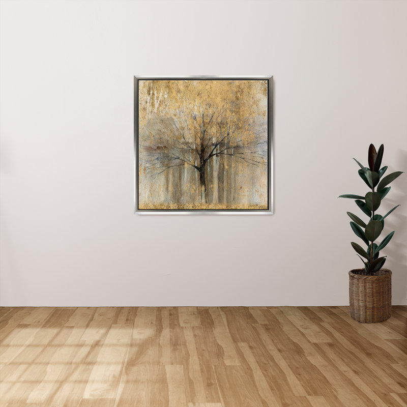 "Open Arms Gold Crop" par Avery Tillmon, reproduction sur toile dans un cadre flottant argenté, H 21,5 po x l 21,5 po