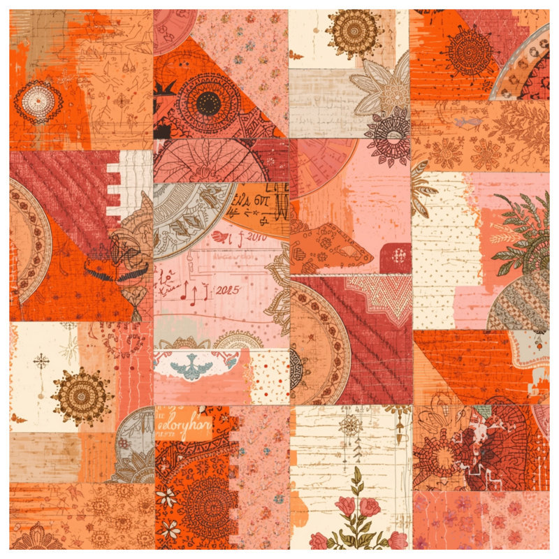 Tapisserie murale Bohème - Patchwork, H 104 po x 88 avec 4 œillets