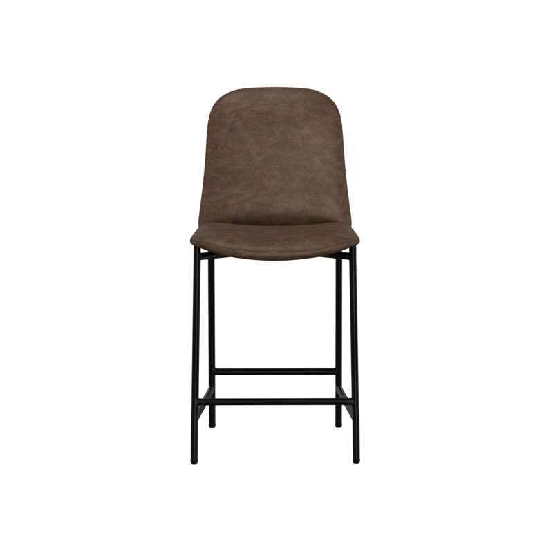 Tabouret de bar rembourré avec structure en bois et base en métal Orion, Noyer blanc