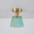 Polygonal Blue Water Glass Semi-Flush Mount