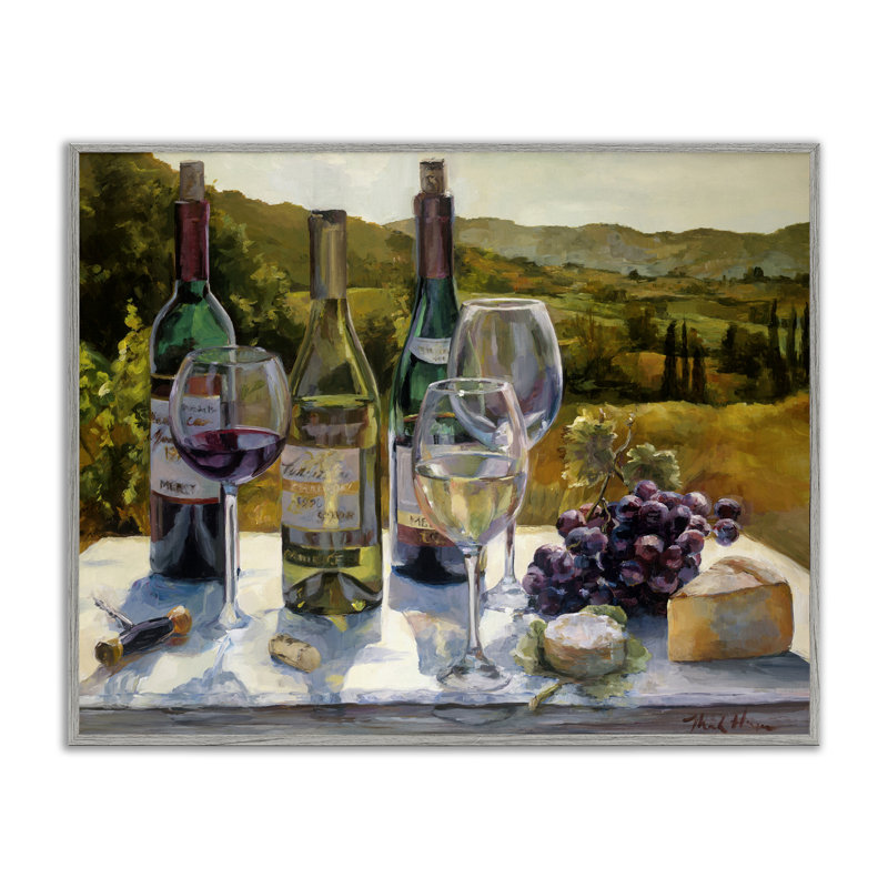 «Wine and Cheese Vineyard», art de la giclée encadrée par Marilyn Hageman, Estampe numérique Farmhouse, H 11 po x l 14 po