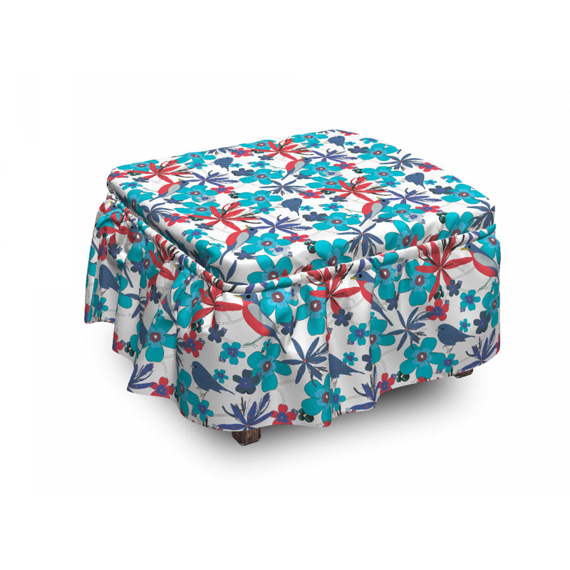 Housse pour repose-pieds branches et petites oiseaux