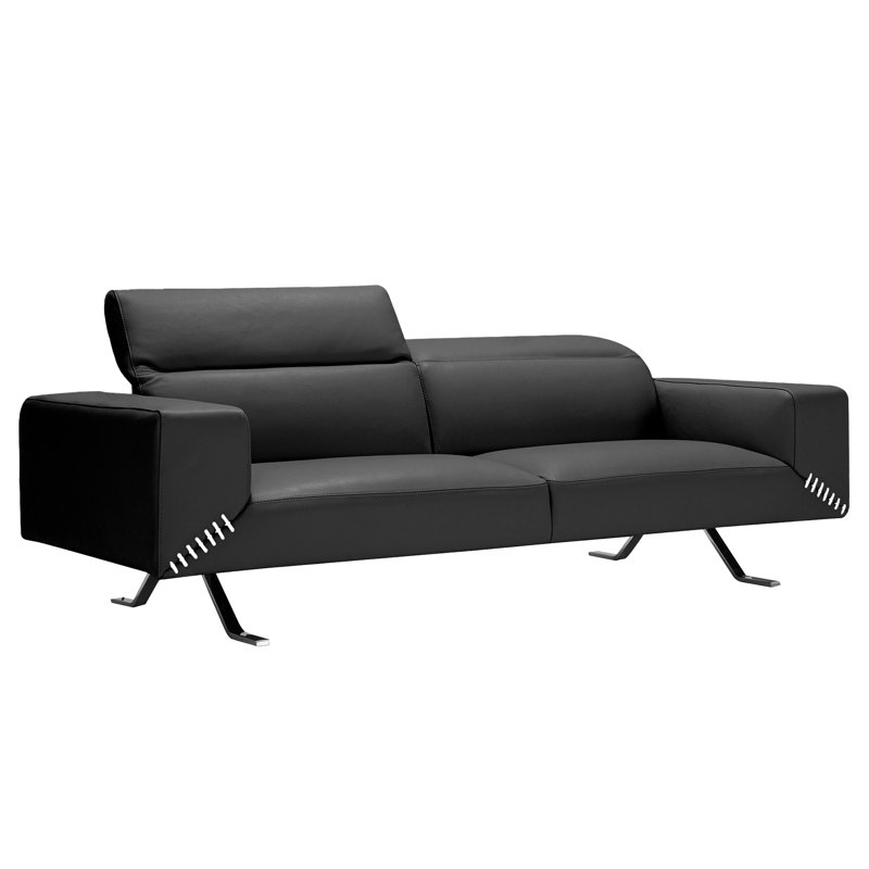Causeuse en cuir Cantin, Argent argent