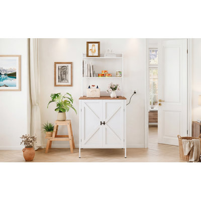 Meuble de 70 po pour litière pour chat de ferme, convient aux boîtes intelligentes jusqu'à 26 x 28 x 31 po, blanc avec tablettes et porte pour animaux, gris