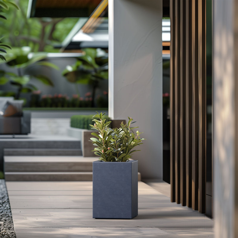 Jabrayah Handmade Planter Box, 19" H x 13.5" W x 13.5" D, Granite Gray
