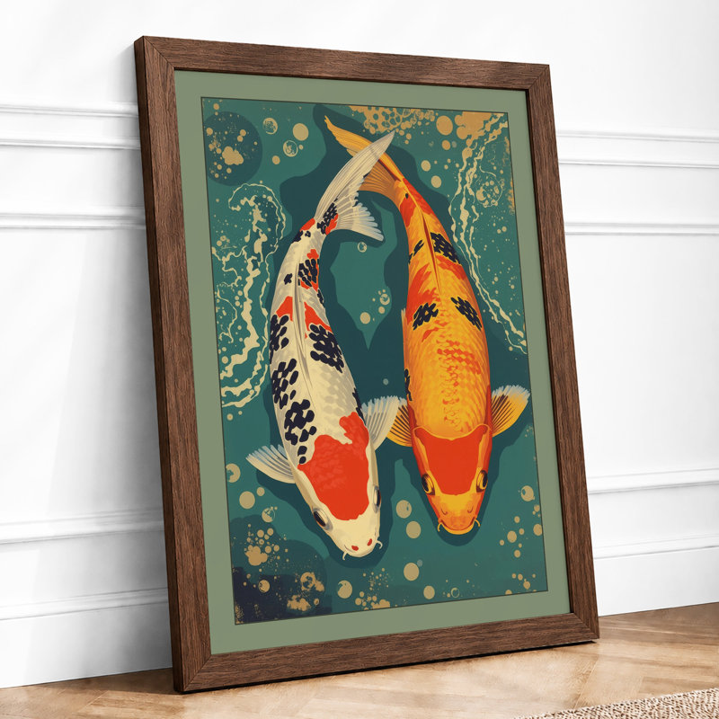 Koi in Motion Modern - Framed Print, Walnut, A4 - 29.7 x 21.0 cm