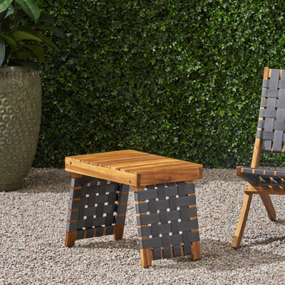 Table d'appoint en bois - pliable, avec sangle d'eau et attrait tissé, noir et brun, P 19,8 po x l 13,5 po x H 16 po, facilement dépliable et fonctionnel en construction Grace, à déplier