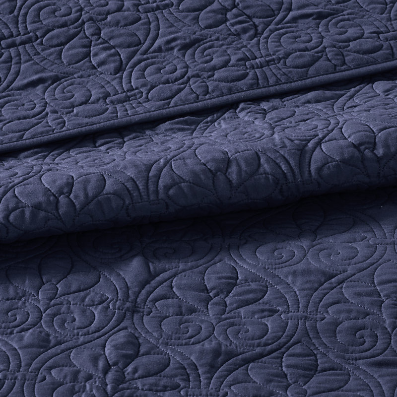 Couvre-lit réversible bleu marine, en coton matelassé classique, en coton prélavé et rembourré pour plus de douceur