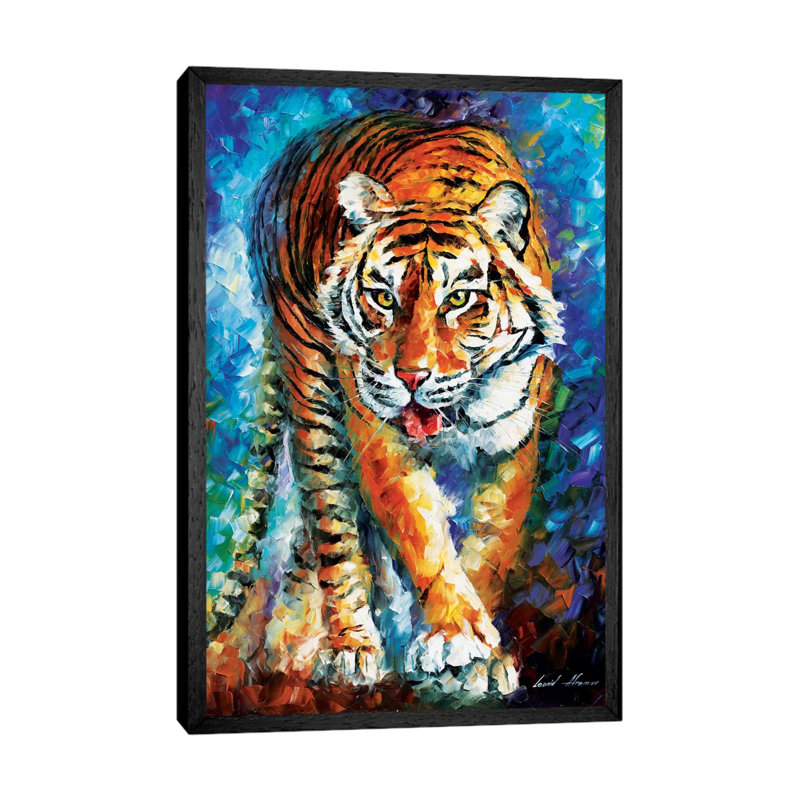 Scary Tiger 1 Piece Painting on Canvas, 66.04 cm H x 45.72 cm W, Black Framed Canvas