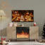 Meuble télé l 55 po pour téléviseur de 65 po ou moins avec foyer inclus, centre de divertissement cannelé avec 2 armoires pour le salon et la chambre à coucher