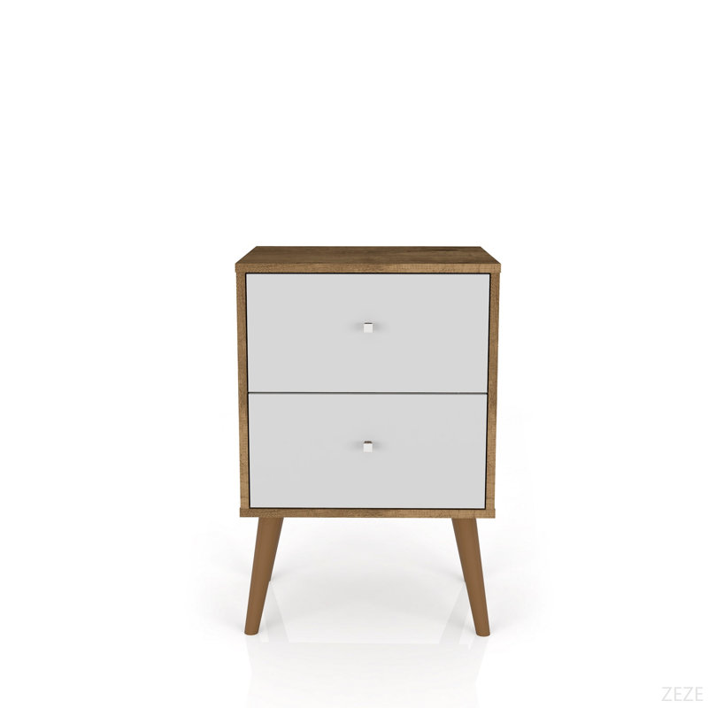 Table de chevet rustique, Brun / Blanc