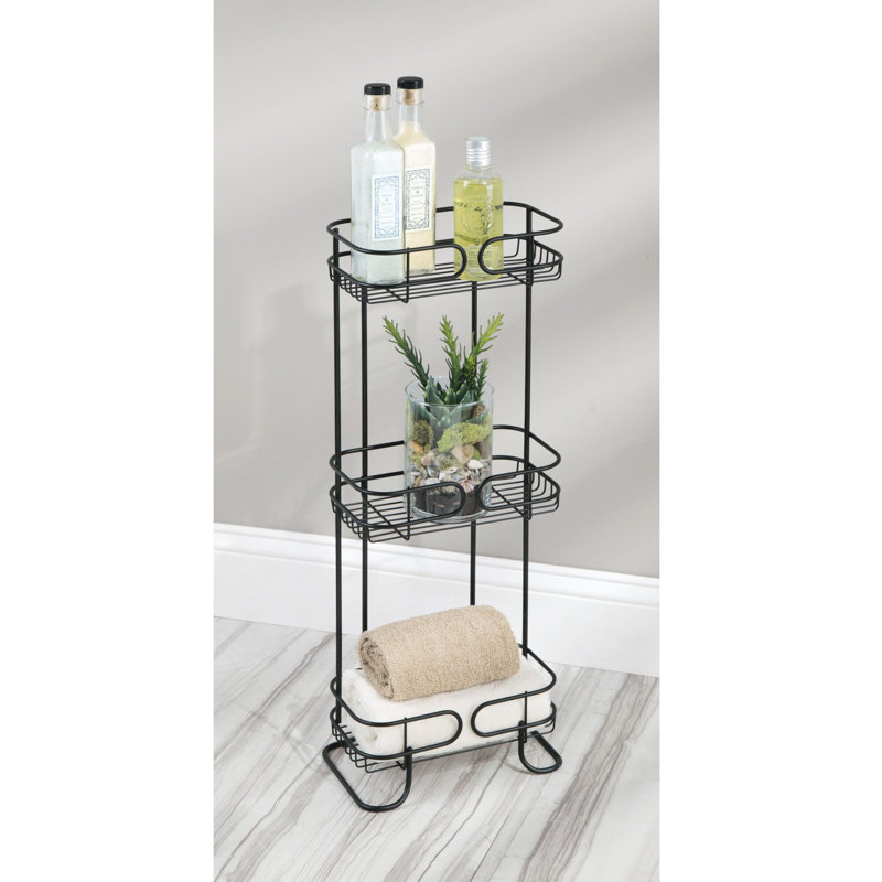 Matte Black Metal Freestanding 3-Tier Bathroom Organizer