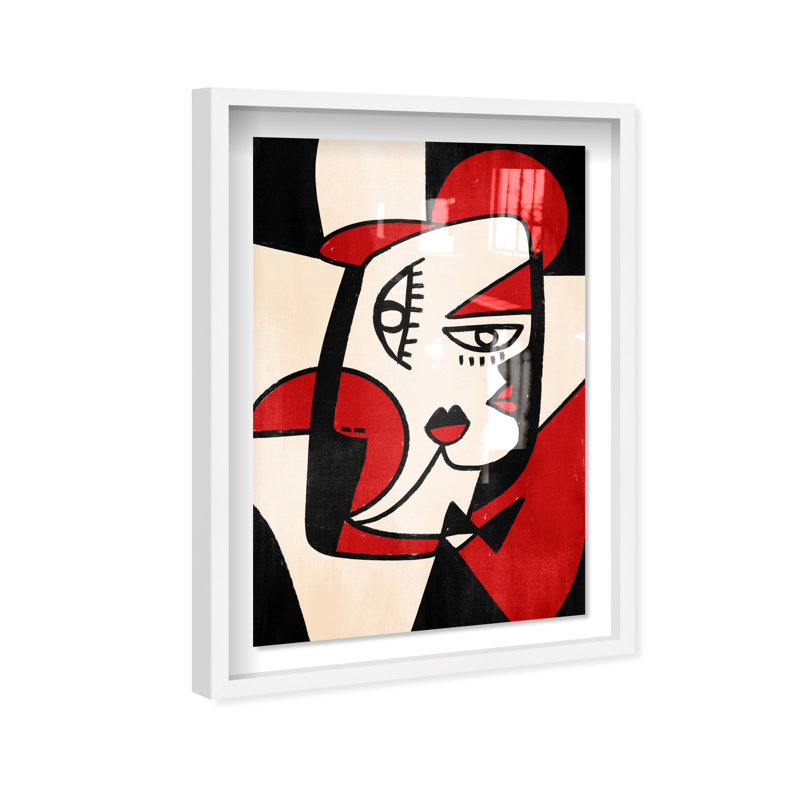 Imprimé abstrait rouge et noir - par, Blanc, H 31 po x l 21 po x P 1 po