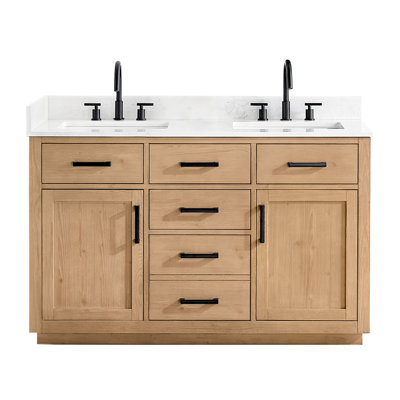 Meuble-lavabo double avec base en bois Gavino