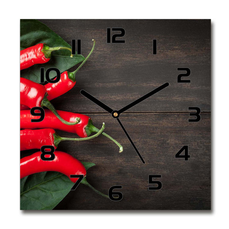 Glass Wall Clock, Brown/Red/Black
