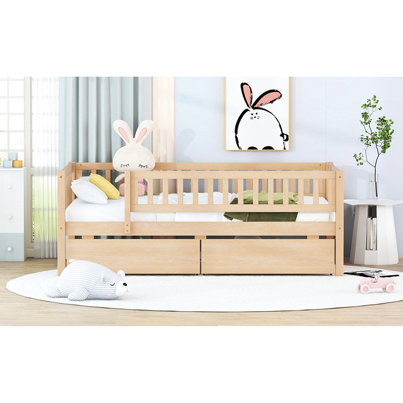 Lit de jour simple avec deux tiroirs en noyer exquis - Ajoute une touche de rangement efficace en bois massif pour la chambre à coucher