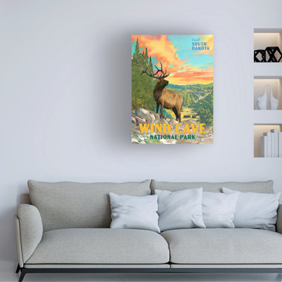 Wrapped Canvas Wall Art - David Owens Illustration 'Wind Cave National Park' Wall Art for Living Room, Bedroom, or Office Décor - 35x47