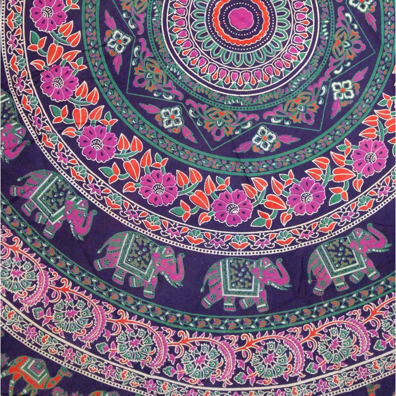 Murad Cotton Elephant Tablecloth, Purple