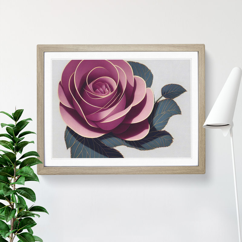XH1022-7556X Rose Flower Deco Vol.1 - Single Picture Frame Painting, Oak , 46cm H x 64cm W x 2cm D