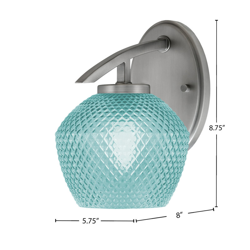 Applique murale en verre texturé turquoise 6 po, Argent argent