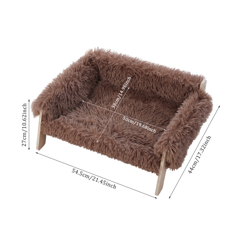 Faux Fur Pet Bed, 27cm H x 54.5cm W x 44cm D, Brown