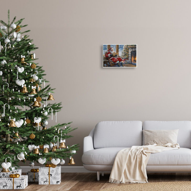 Père Noël lisant par Fire Canvas par Imagine It Images, H 10 po x l 15 po