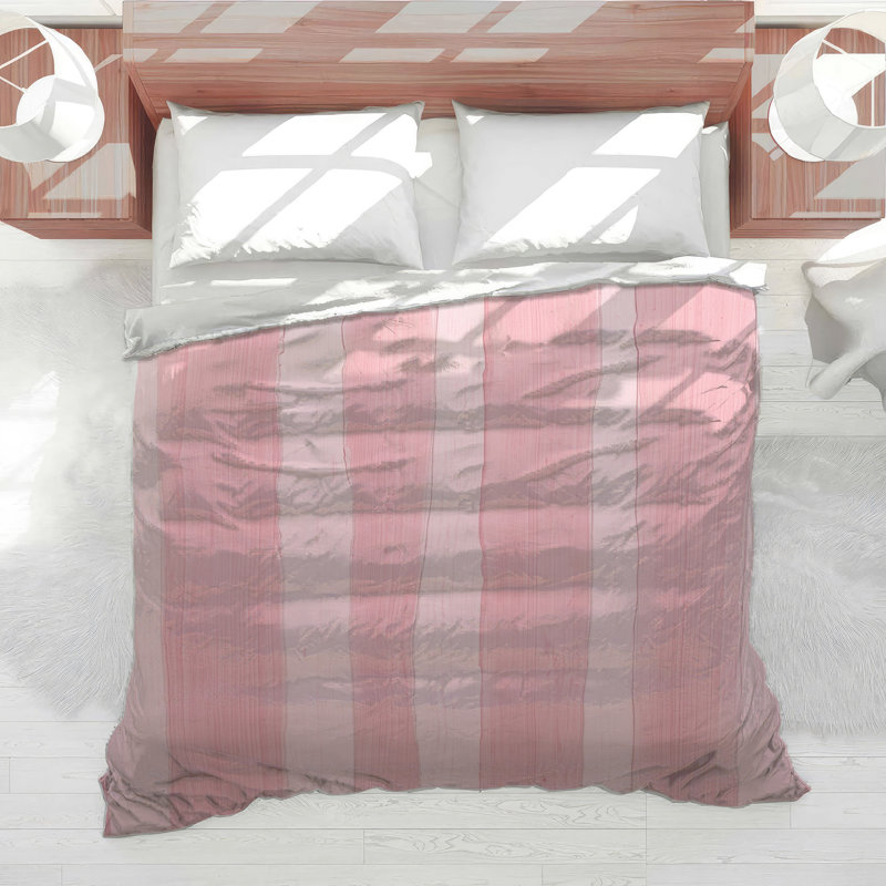 Pink Vertical Stripes Comforter, King