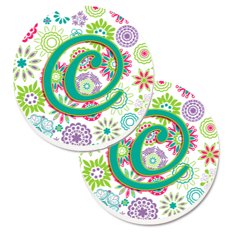 Sous-verre voiture de voiture fleurs initial, C
