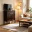 Meuble d'appoint, buffet de rangement autoportant avec tiroirs et placard à portes cintrées, console en bois pour salon/entrée