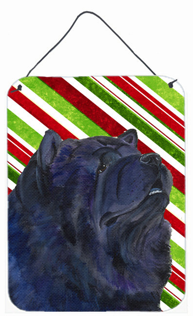 Noël de noël canne à sucre, impression sur plaque, Chow-chow (noir)