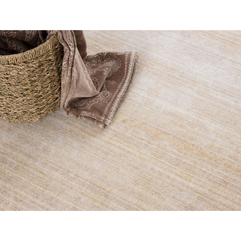 Tapis beige tissé à la machine Harville, Rectangle 2 pi x 2 pi 3 po